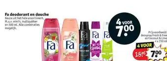 Kruidvat Fa Deodorant En Douche 4x150 Ml aanbieding