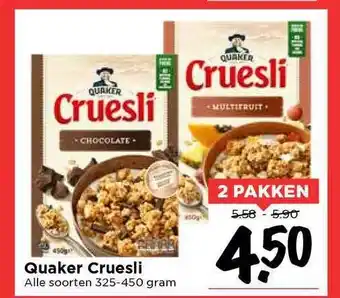 Vomar Voordeelmarkt Quaker Cruesli 325-450 Gram aanbieding