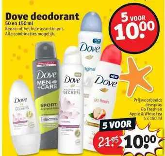 Kruidvat Dove Deodorant 5x150 Ml aanbieding