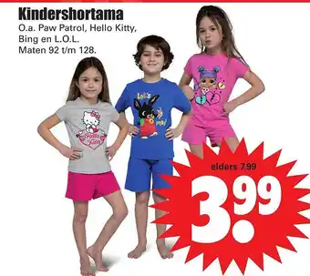 Dirk Kindershortama Paw Patrol, Hello Kitty, Bing En L.O.L. aanbieding