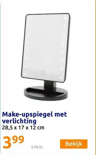 Action Make-Upspiegel Met Verlichting 28,5 X 17 X 12 Cm aanbieding