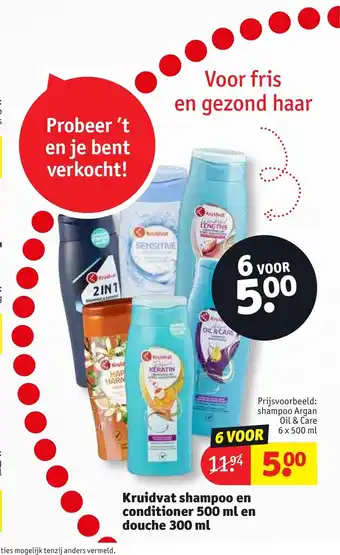 Kruidvat shampoo en conditioner 500 ml en douche 300 ml aanbieding