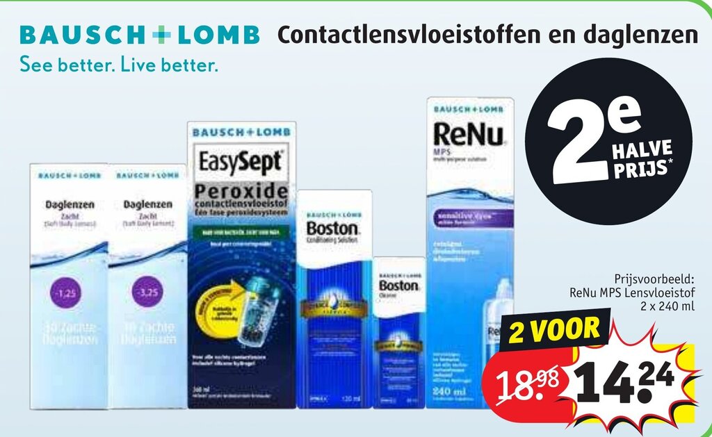 Contactlensvloeistoffen en daglenzen aanbieding bij Kruidvat