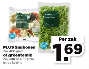 PLUS Plus Snijbonen Zak 400 gram of Groentemix Per zak aanbieding