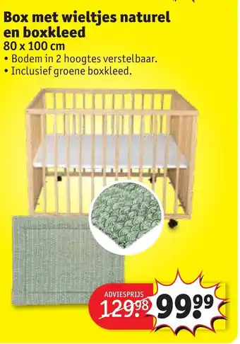 Kruidvat Box met wieltjes naturel en boxkleed 80 x 100 cm aanbieding