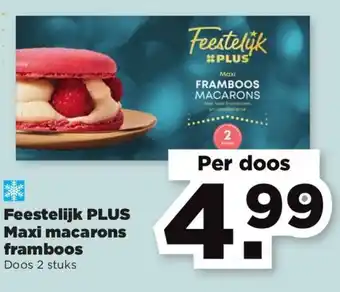 PLUS Feestelijk Plus Maxi macarons framboos Doos 2 stuks Per doos aanbieding