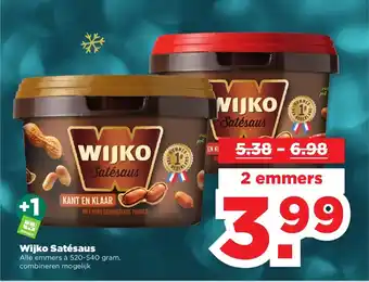 PLUS Wijko Satesaus Alle emmers a 520-540 gram 2 emmers aanbieding