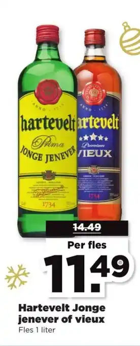 PLUS Hartevelt Jonge Jenever of vieux Fles 1 Liter Per fles aanbieding