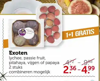 Coop Exoten lychee, passie fruit, pitahaya, vijgen of papaya 2 stuks aanbieding