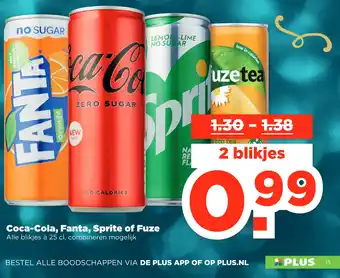 PLUS Coca-cola, fanta, sprite of fuze aanbieding