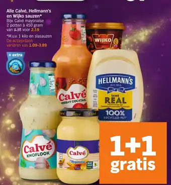 Albert Heijn Alle Calvé, Hellmann's en Wijko Sauzen 1+1 Gratis aanbieding