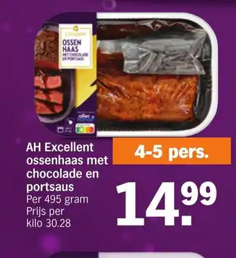 Albert Heijn AH Excellent Ossenhaas met Chocolade en Portsaus Per 495gram 4-5 Pers aanbieding