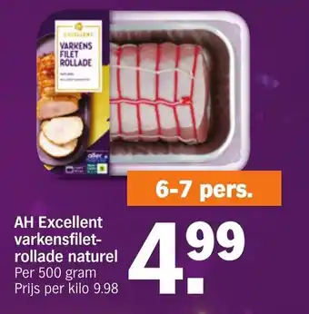 Albert Heijn AH Excellent Varkensfilet Rollade Naturel Per 500gram aanbieding