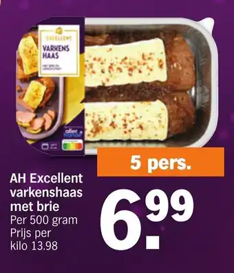 Albert Heijn AH Excellent Varkenshaas Met Brie Per 500gram aanbieding