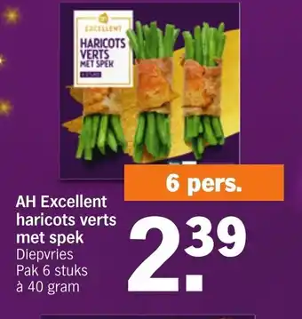 Albert Heijn AH Excellent Haricots Verts met Spek Diepvries Pak 6 Stuks a 40gram aanbieding