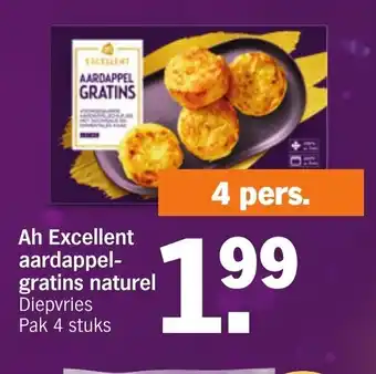 Albert Heijn AH Excellent Aardappel Gratin Naturel Diepvries Pak 4 Stuks aanbieding