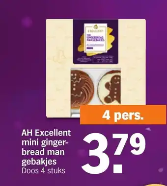 Albert Heijn AH Excellent Mini Ginger Bread Man Gebakjes Doos 4 Stuks aanbieding