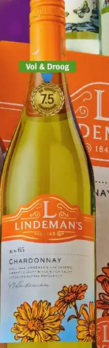 Albert Heijn Lindeman's Bin  Chardonnay 0.75 Liter aanbieding