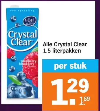 Albert Heijn Alle Crystal Clear 1.5 Literpakken aanbieding