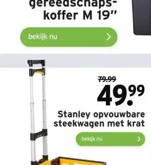 GAMMA Stanley opvouwbare steekwagen met krat aanbieding