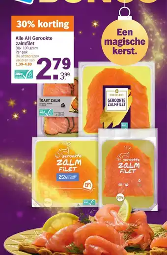 Albert Heijn Alle AH Gerookte Zalmfilet aanbieding