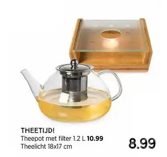 Xenos Theetijd! : theepot met filter of theelicht aanbieding