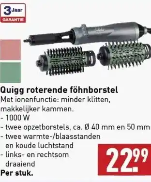 ALDI Quigg roterende föhnborstel met ionenfunctie: minder klitten, aanbieding