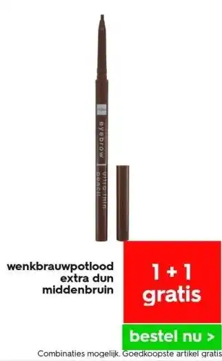 HEMA Wenkbrauwpotlood extra dun middenbruin aanbieding