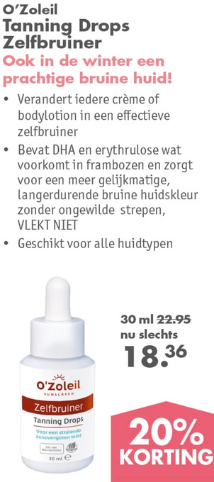 Gezond & Wel O'zoleil tanning drops zelfbruiner aanbieding