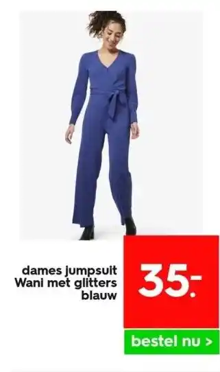 HEMA Dames jumpsuit wani met glitters blauw aanbieding