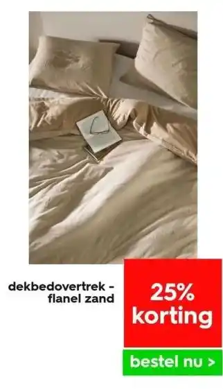 HEMA Dekbedovertrek - flanel zand aanbieding