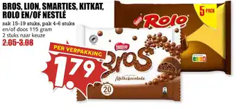 MCD Supermarkt Bros, lion, smarties, kitkat, rolo en/of nestlé aanbieding