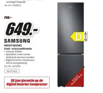 MediaMarkt Samsung RB36T602DB1 Koel- vriescombinatie aanbieding