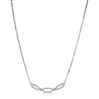 Zinzi Zinzi zilveren ketting 45cm met drie ovale schakels, bezet met witte zirconia's zic2398 aanbieding