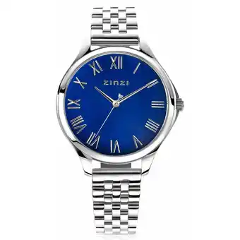 Zinzi Zinzi horloge julia 34mm donkerblauwe parelmoer wijzerplaat romeinse cijfers stalen kast en band ziw1146 aanbieding