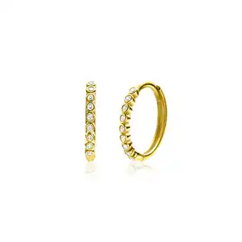 Zinzi 12mm zinzi gold 14 krt gouden oorringen bezet met witte zirconia's, luxe klapsluiting 12 x 1,5mm zgo409 aanbieding