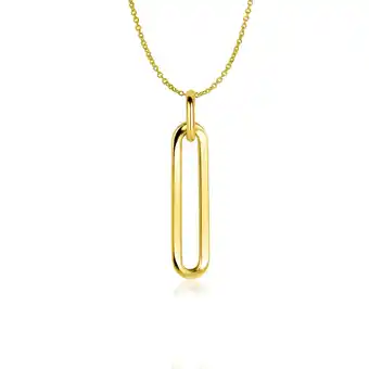 Zinzi Zinzi gold 14 krt gouden hanger 26mm met lange trendy paperclip-schakel zgh358 aanbieding