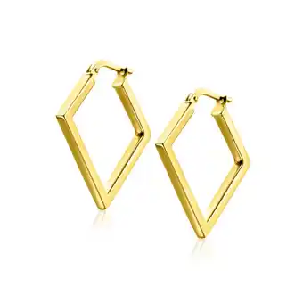 Zinzi Zinzi gold plated zilveren oorringen 20mm met vierkante vorm buisdikte 2mm zio2336g aanbieding