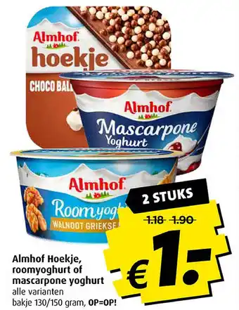 Boni Almhof Hoekje, roomyoghurt of mascarpone yoghurt aanbieding