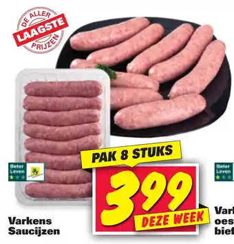 Nettorama Varkens Saucijzen 8 st aanbieding