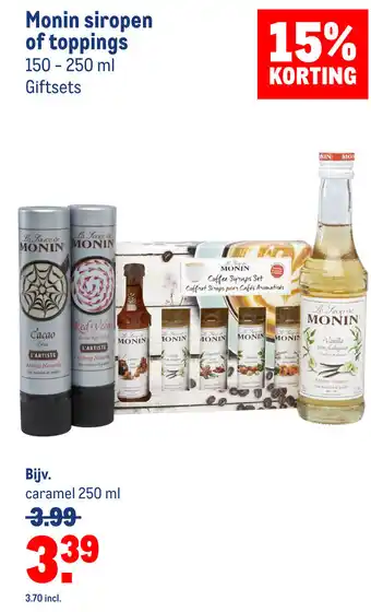 Makro Monin siropen of toppings aanbieding