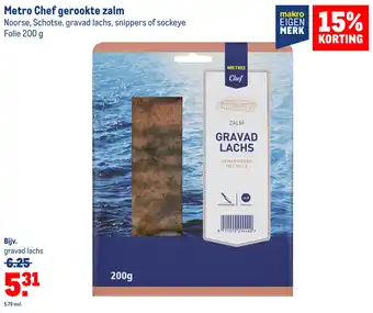 Makro Metro Chef gerookte zalm 200 gram aanbieding