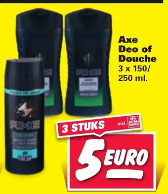 Nettorama Axe Deo of Douche 3*150/250ml aanbieding