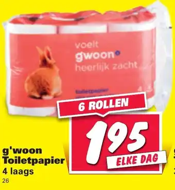 Nettorama G'woon toiletrpapier 4-laags 6 rollen aanbieding