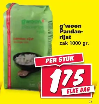 Nettorama G'woon Pandanrijst 1kg aanbieding