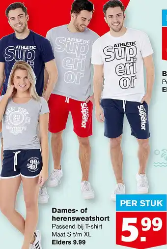 Hoogvliet Dames- of herensweatshort aanbieding