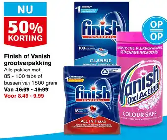 Hoogvliet Finish of Vanish grootverpakking aanbieding