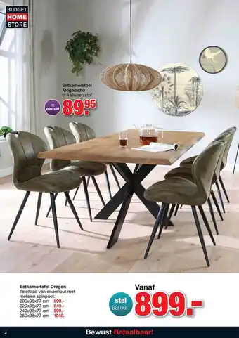 Budget Home Store Eetkamertafel Oregon of eetkamerstoel mogadishu 200x98x77 cm aanbieding