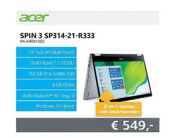 Informatique Acer Spin 3 sp314-21-r333 aanbieding