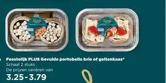 PLUS Feestelijk plus gevulde portobello brie of geitenkaas aanbieding